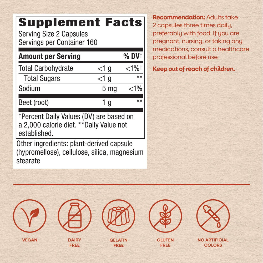 Nature's Way etiqueta nutricional y lista de ingredientes con control de calidad