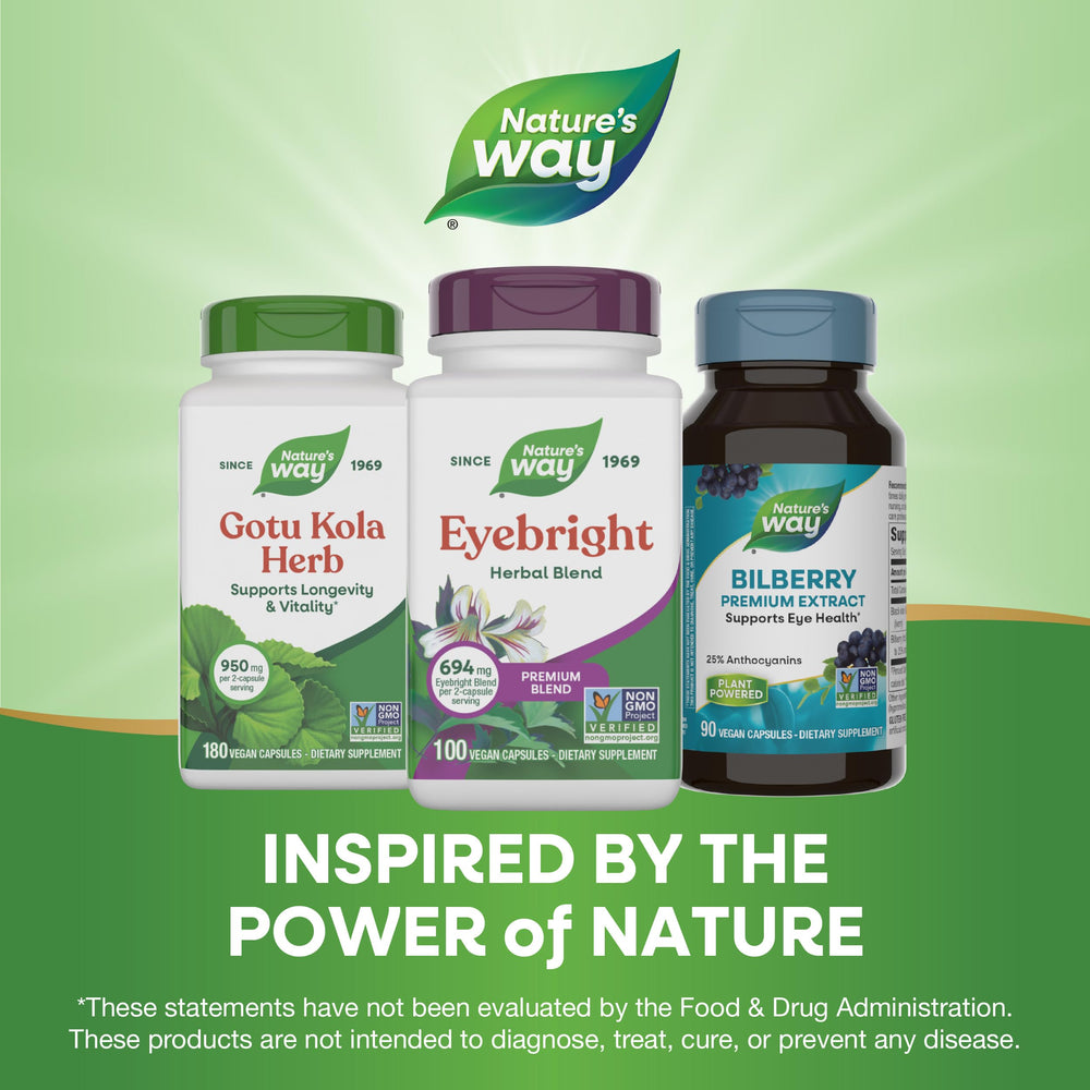 Nature's Way sello vegano y Non-GMO enfatizando pureza