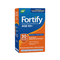 Nature's Way Fortify frente del empaque mostrando 30 cápsulas y beneficios