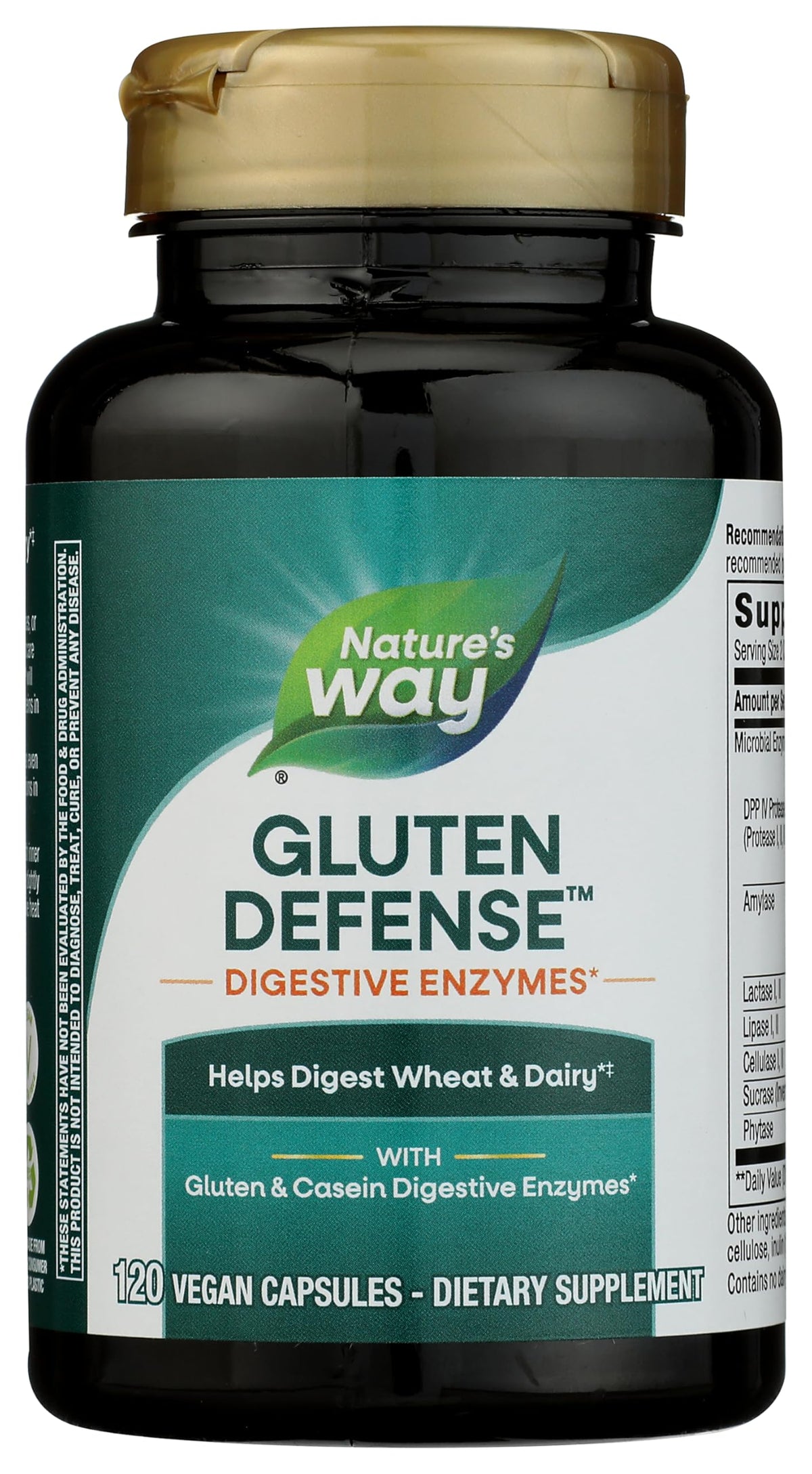 Nature's Way frasco frontal del suplemento mostrando etiqueta clara y dosis