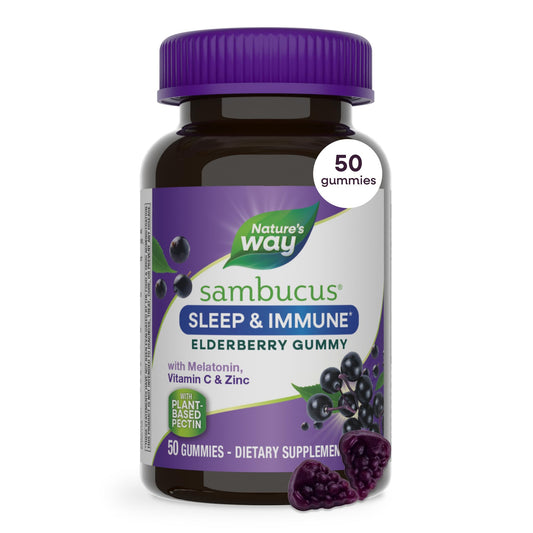 Nature's Way empaque frontal Sambucus para identificar producto y beneficios