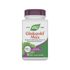Nature's Way Ginkgold Max muestra el frente del envase, claridad sobre uso diario
