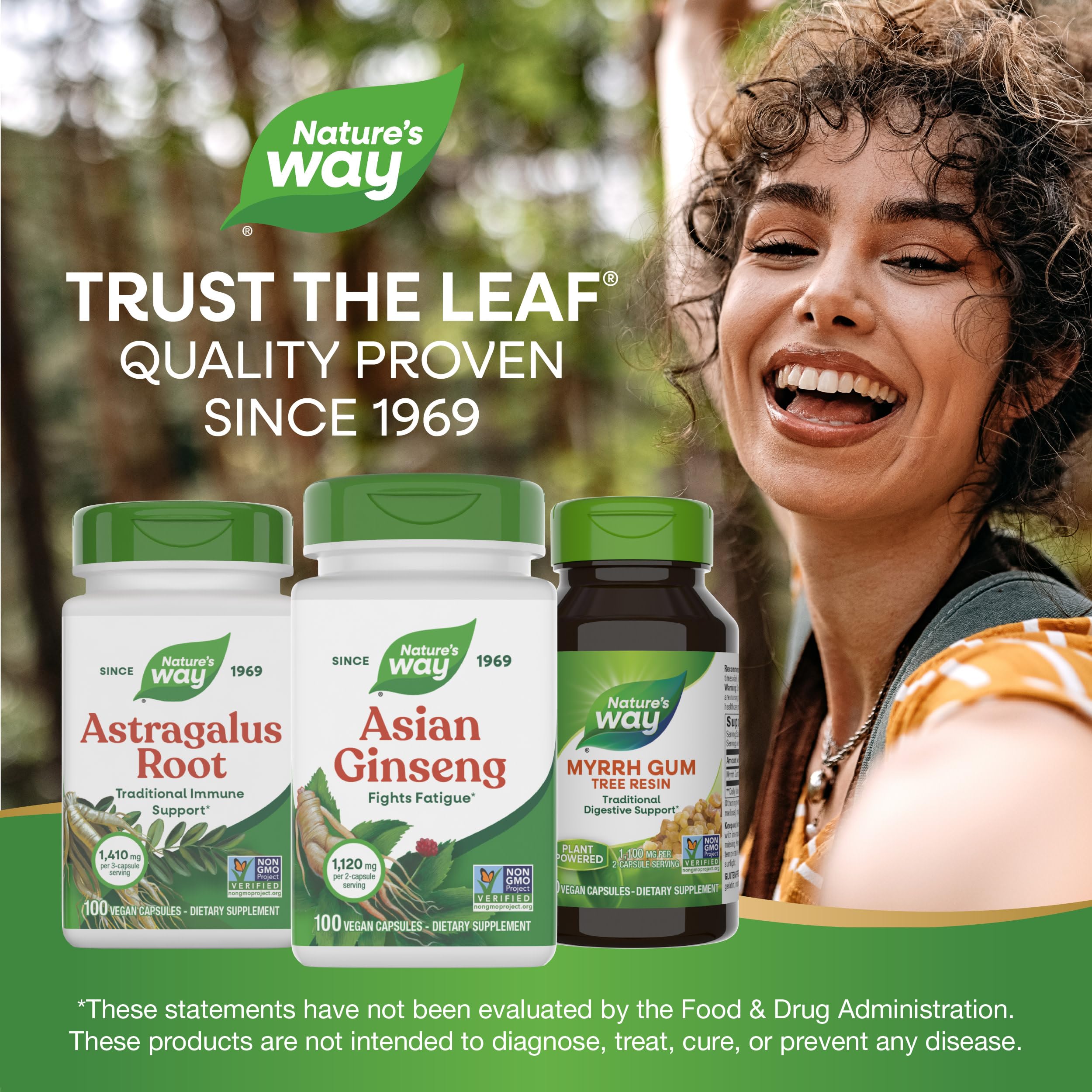 Nature's Way cápsulas junto a desayuno para uso diario conveniente