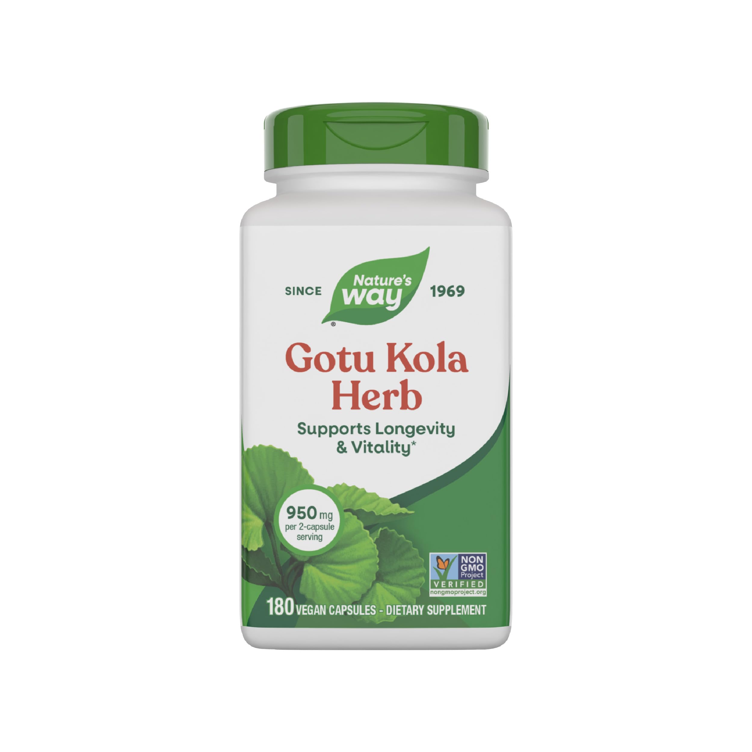 Nature's Way frasco frente mostrando etiqueta y beneficio de longevidad