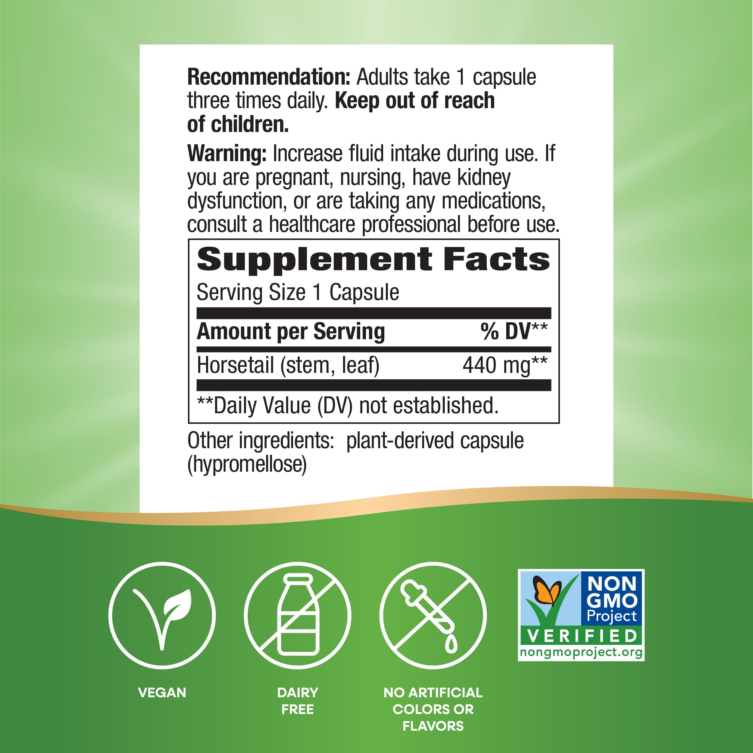 Nature's Way etiqueta nutricional legible con ingredientes clave