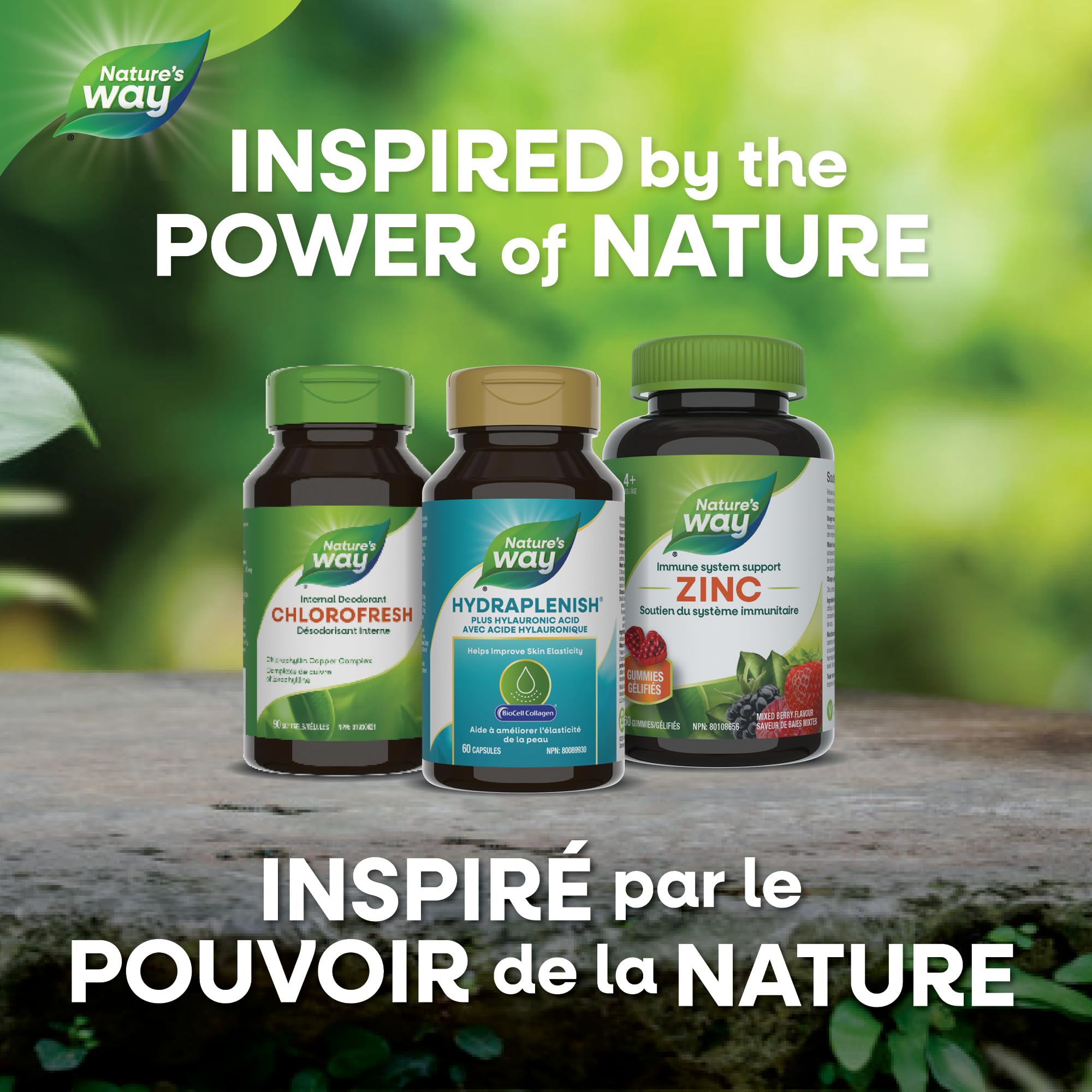 Nature's Way etiqueta informativa destacando ingredientes clave
