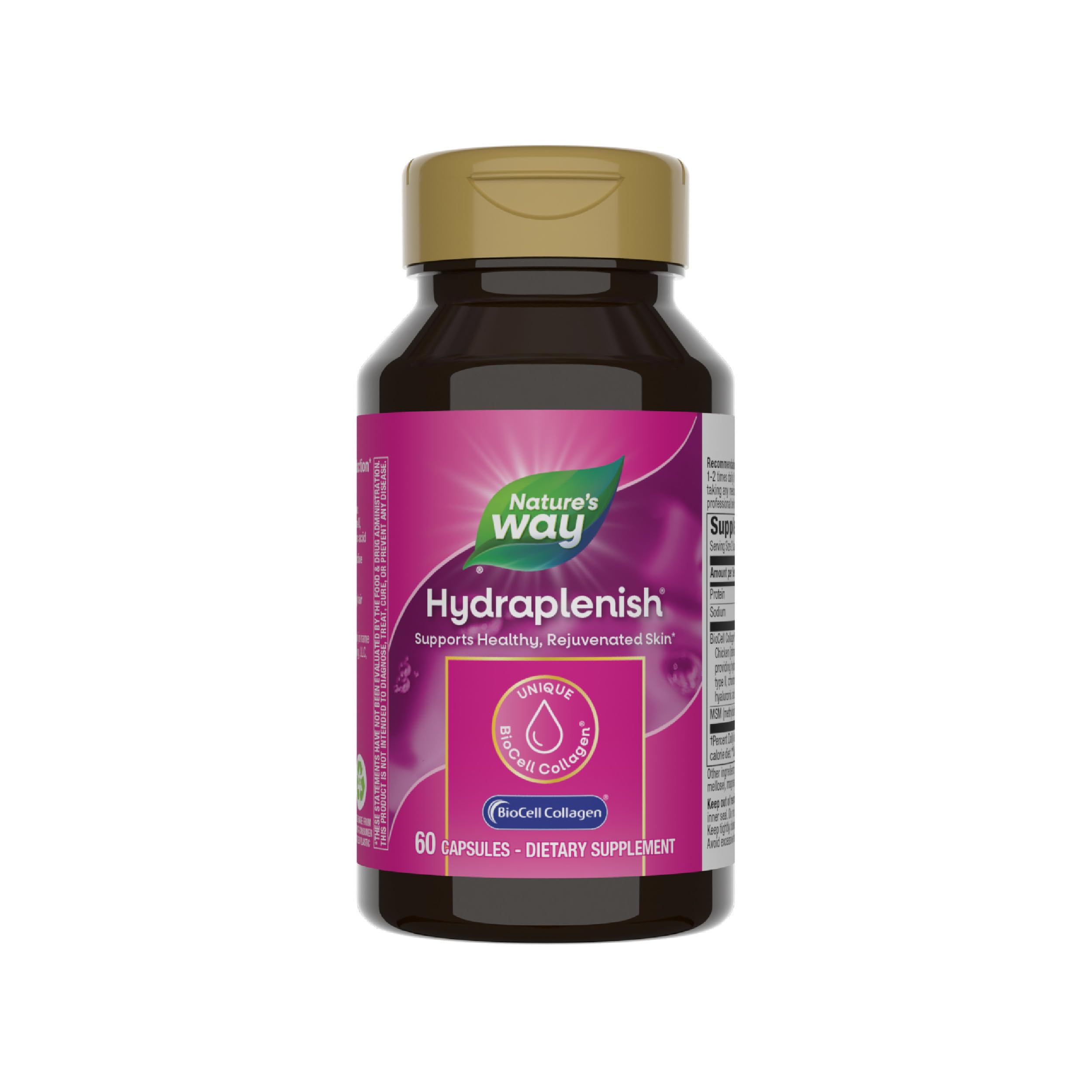 Nature's Way envase Hydraplenish frente mostrando diseño y beneficios