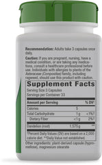 Nature's Way raíz seca e ingredientes para demostrar origen vegetal