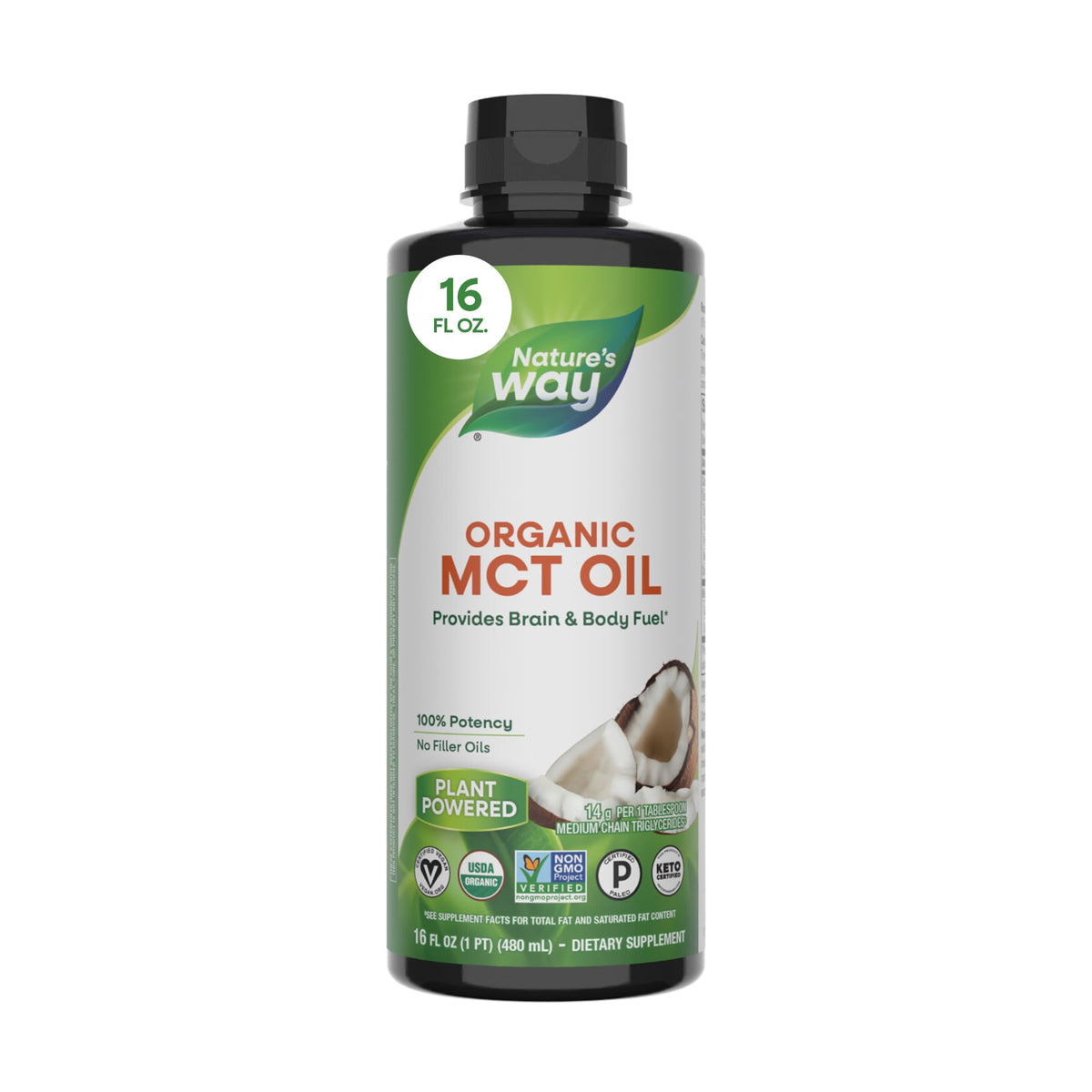 Nature's Way botella frontal mostrando etiqueta y formato, claridad de marca y uso