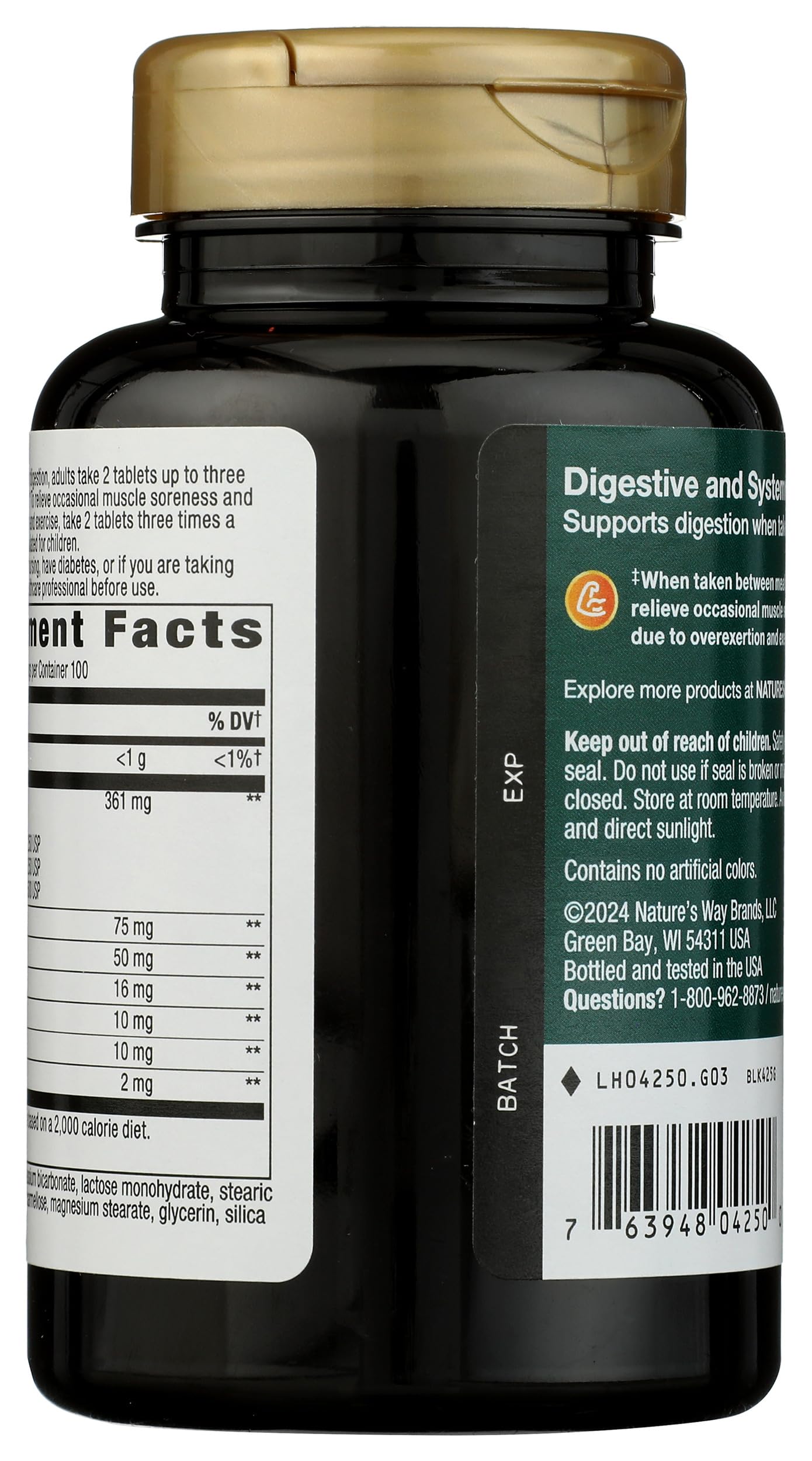 Nature's Way tabletas Mega-Zyme detalle de comprimidos y facilidad de dosificación