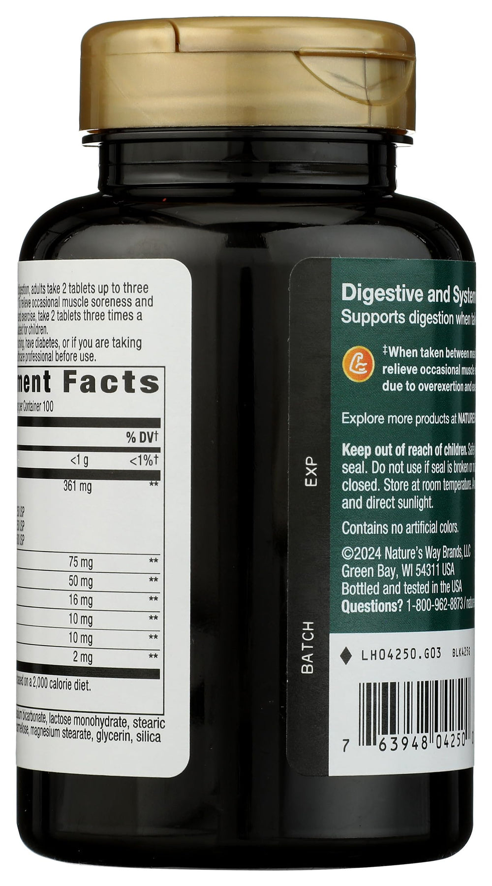 Nature's Way tabletas Mega-Zyme detalle de comprimidos y facilidad de dosificación