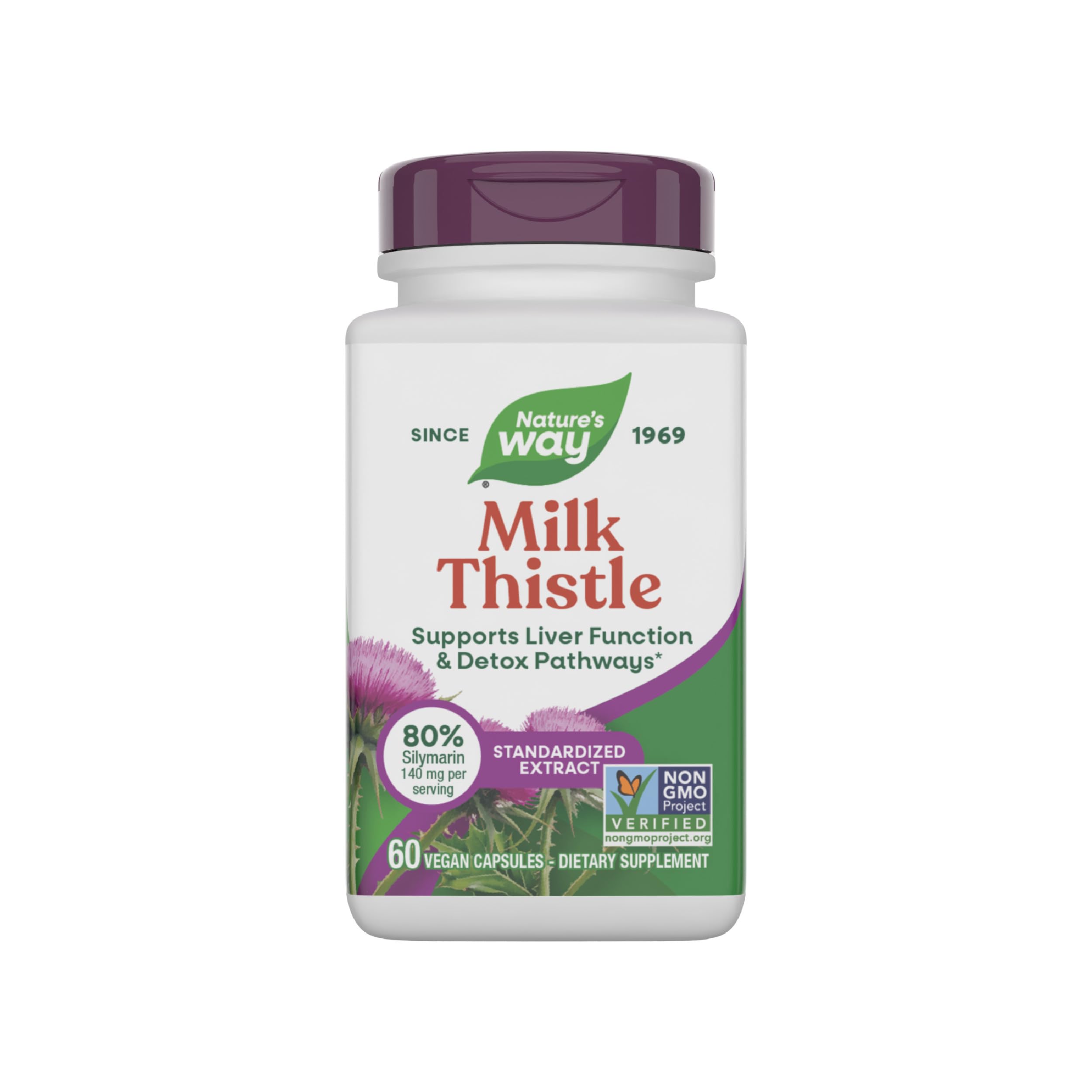 Nature's Way envase frontal mostrando 60 cápsulas y beneficios veganos