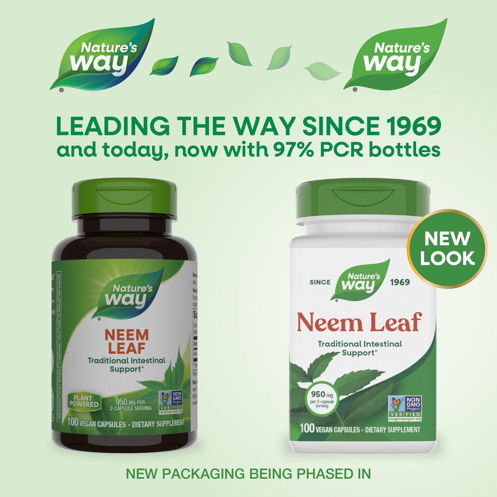 Nature's Way etiqueta en primer plano con información de ingredientes y certificaciones
