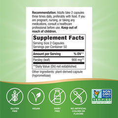 Nature's Way etiqueta con ingredientes y certificados legibles