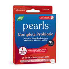 Nature's Way empaque frontal de Pearls Complete Probiotic, presenta confianza y facilidad