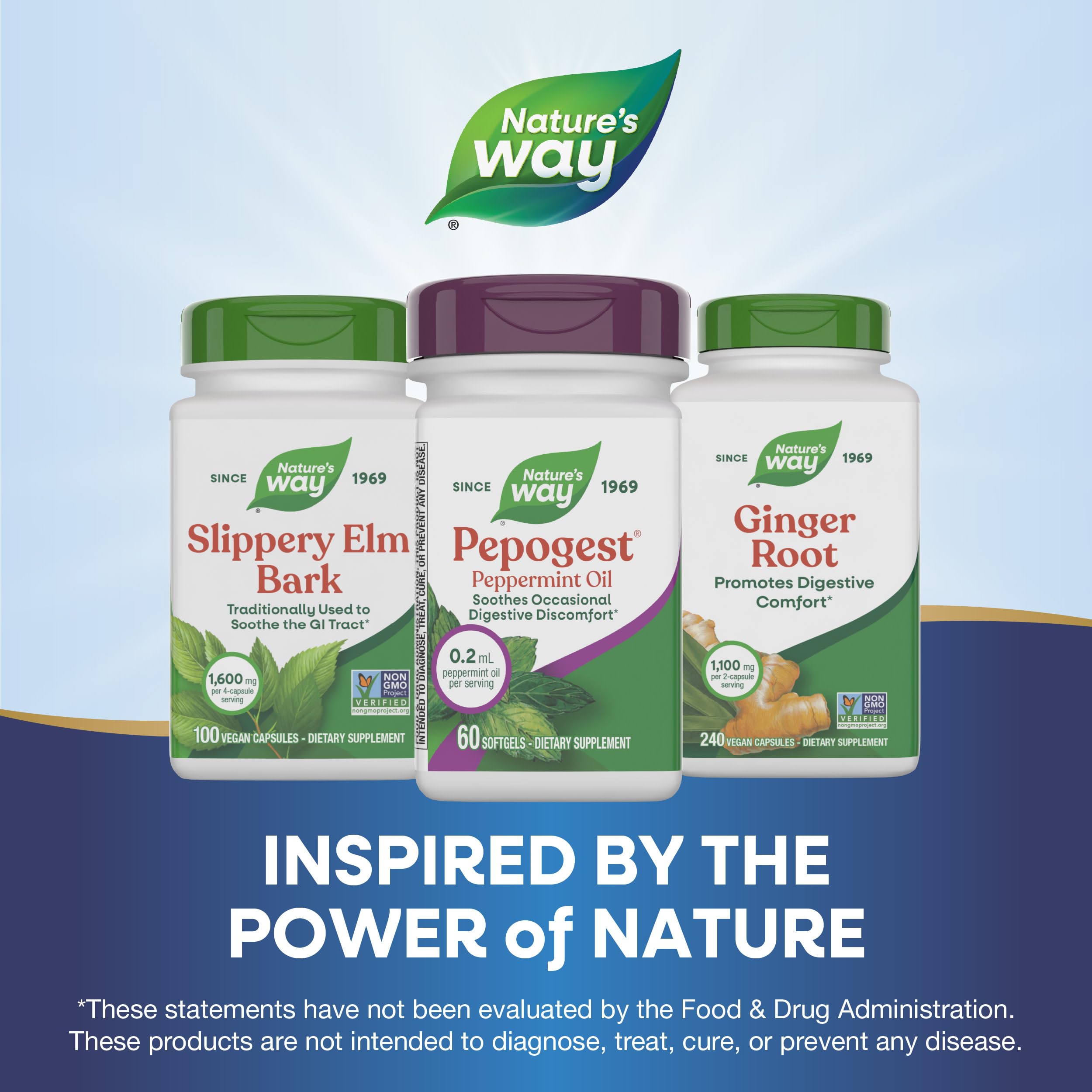 Nature's Way Pepogest frasco abierto con cápsulas visibles, acceso rápido