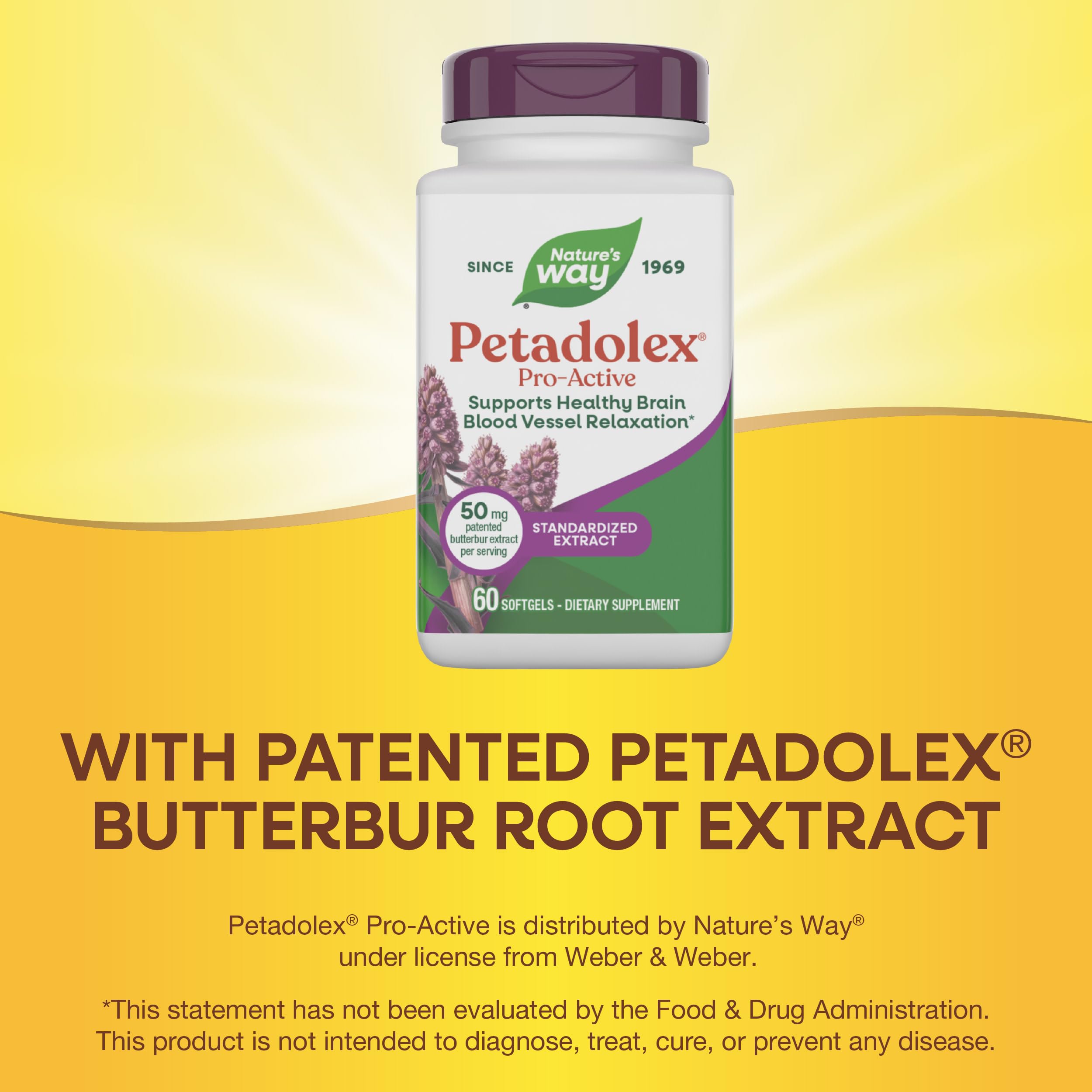 Nature's Way etiqueta Petadolex Pro-Active con información de ingredientes y dosis