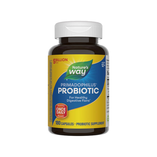 Nature's Way Primadophilus bottle front view for daily probiotic use.