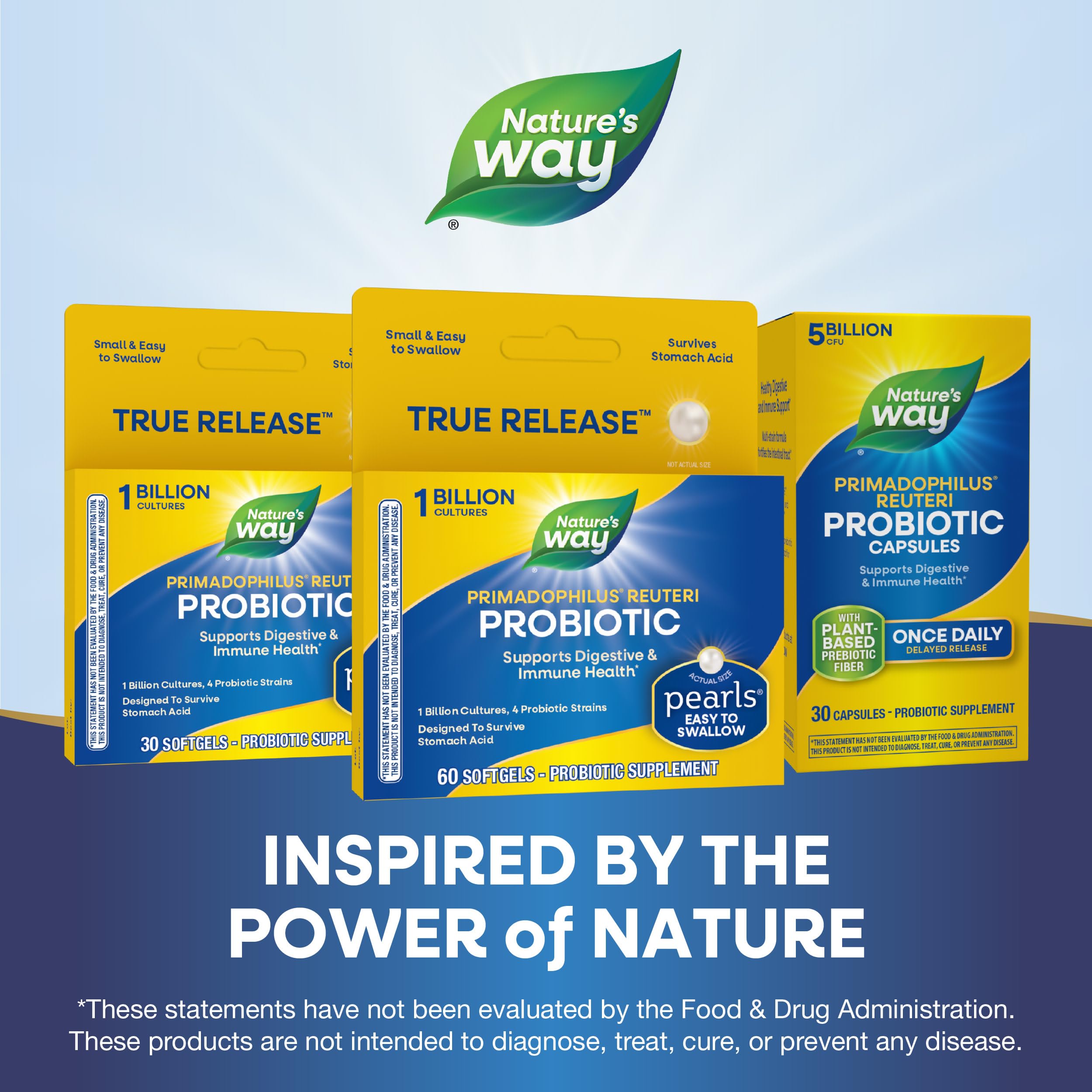 Nature's Way etiqueta con ingredientes y cepas probióticas destacadas