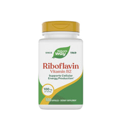 Nature's Way envase frontal de Riboflavin mostrando etiqueta y cantidad