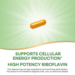 Nature's Way cápsula de Riboflavin en mano para visualizar toma diaria