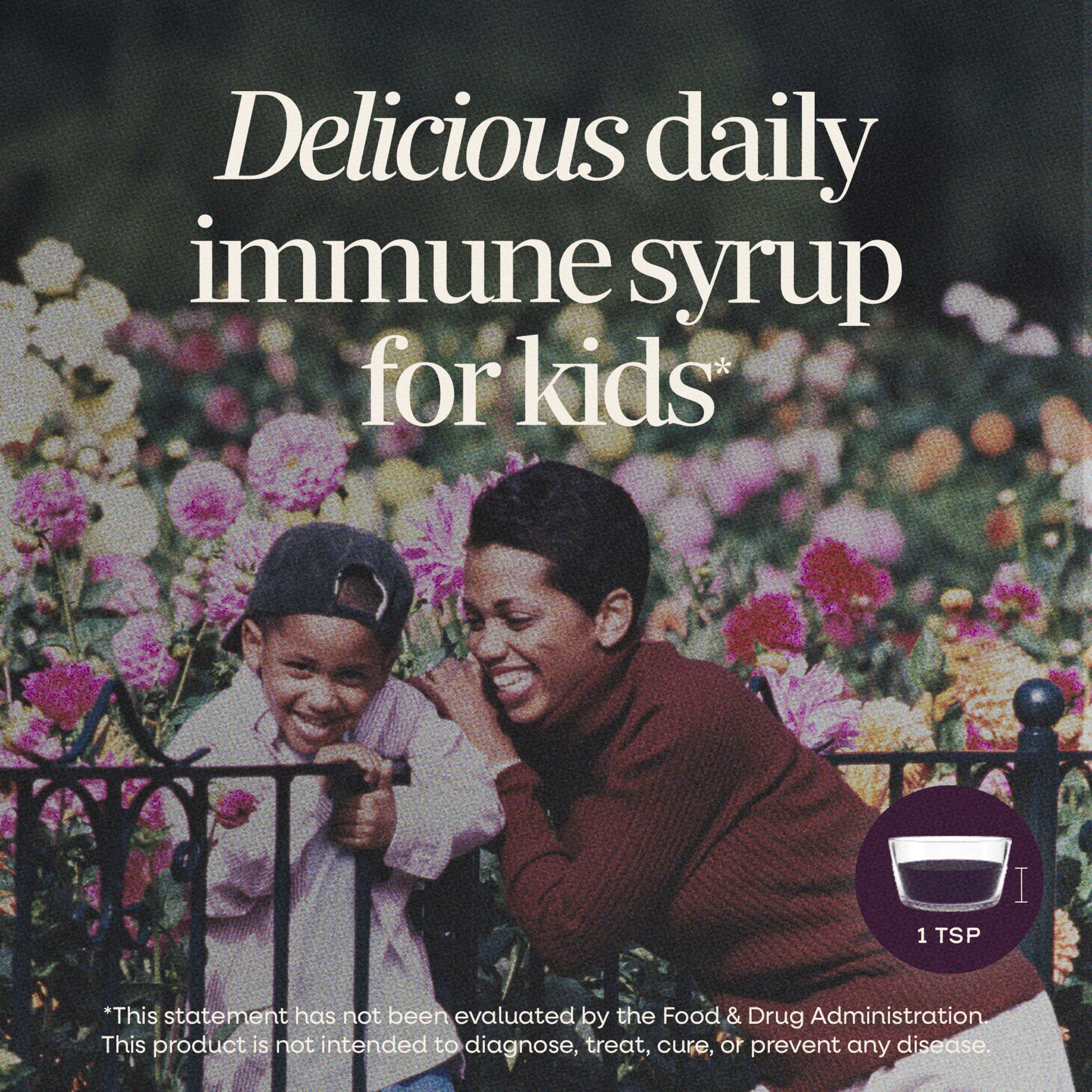 Nature's Way Sambucus detalle de la etiqueta con ingredientes clave y beneficios visibles