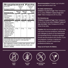 Nature's Way Sambucus etiqueta de ingredientes y advertencias, transparencia informativa