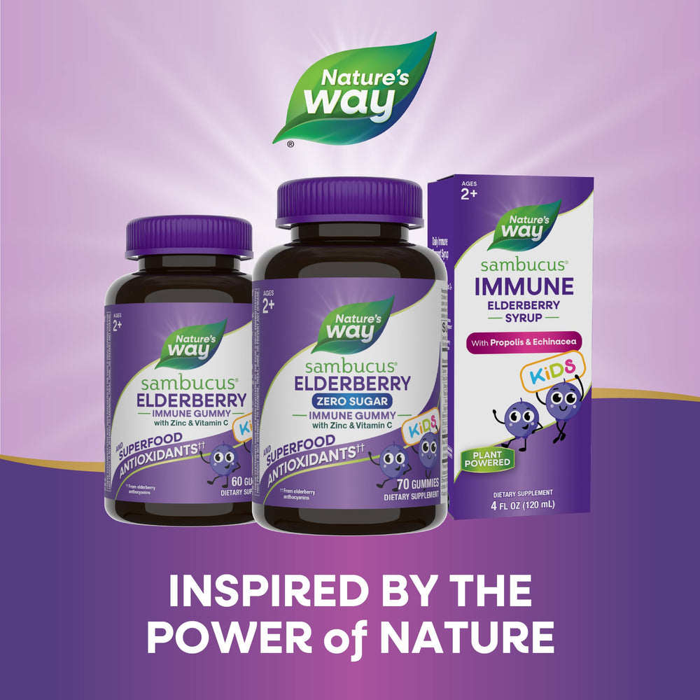 Nature's Way etiqueta nutricional enfocada en cero azúcar y dosificación