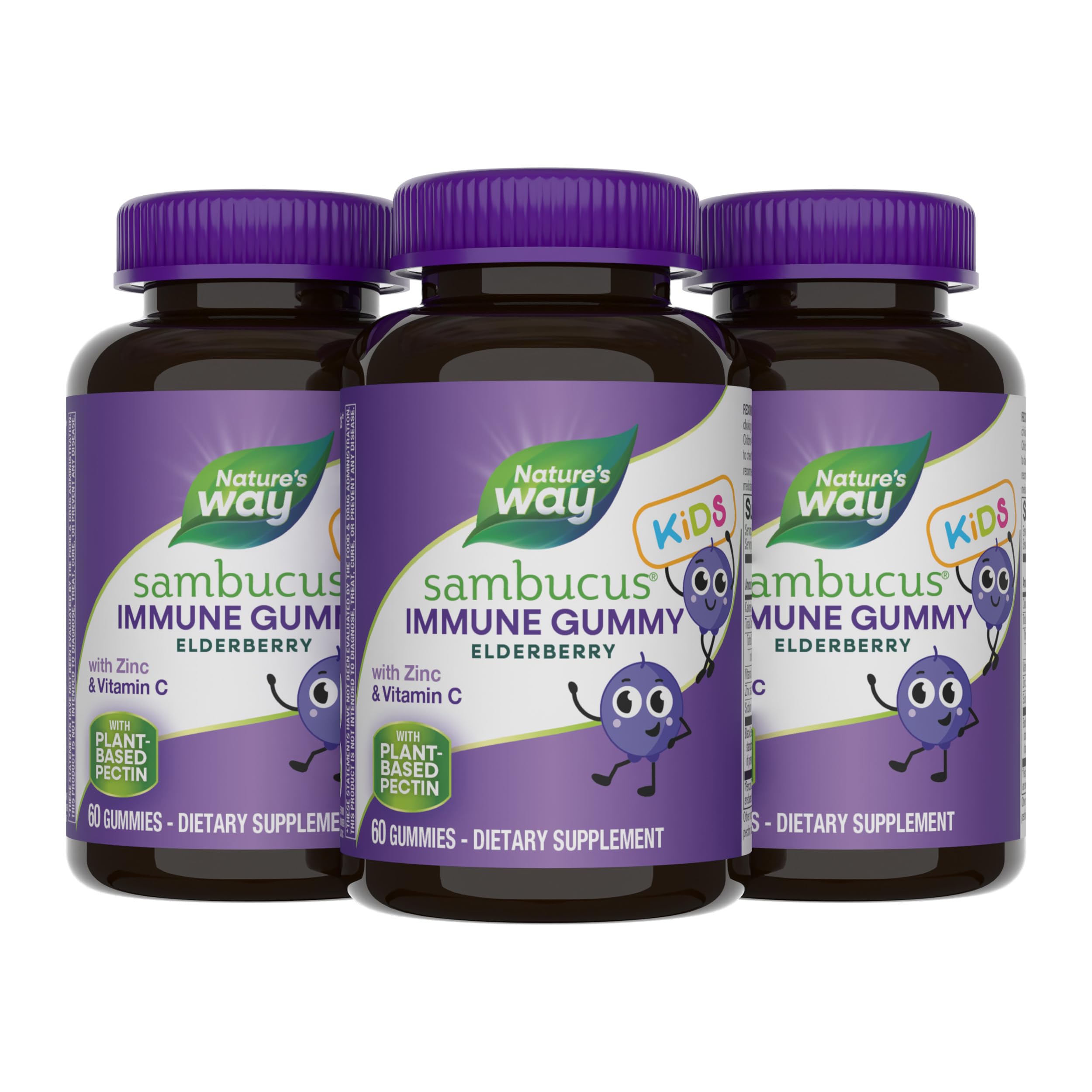 Nature's Way empaque frontal de Sambucus Kids mostrando botella y marca con beneficio de fácil administración