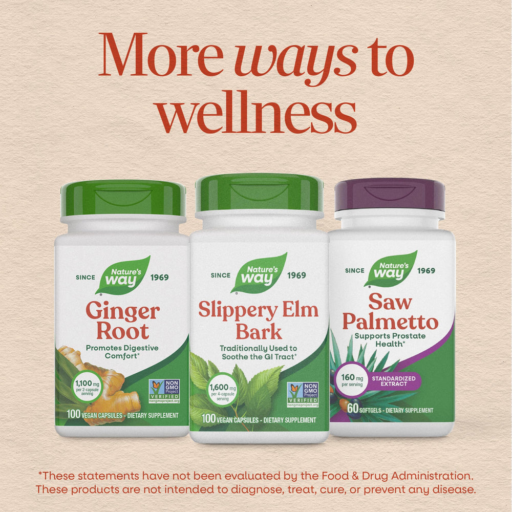 Nature's Way sellos Non-GMO, vegano y sin gluten mostrando confianza