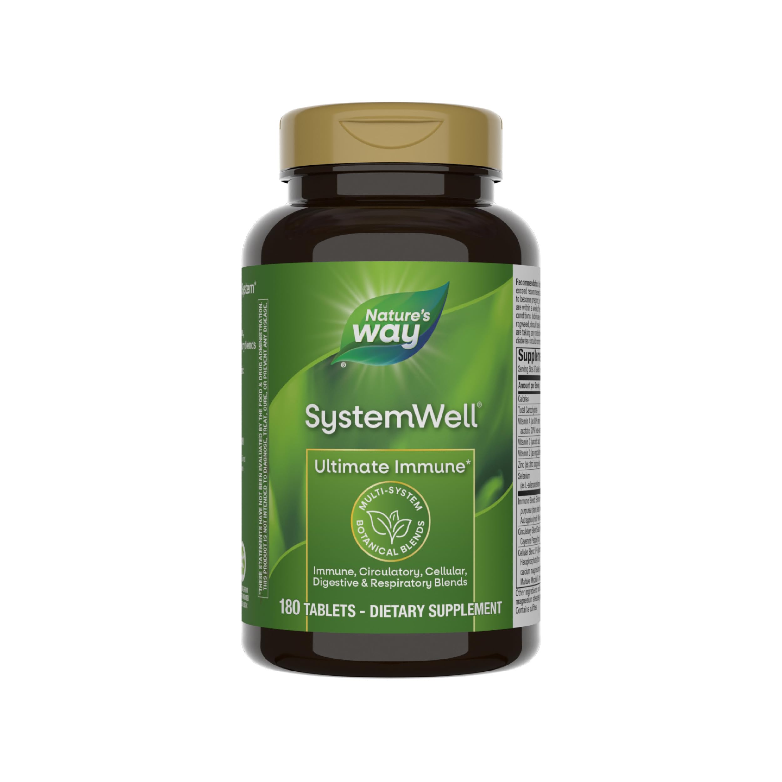 Nature's Way frasco frontal mostrando etiqueta y beneficio de apoyo inmunitario