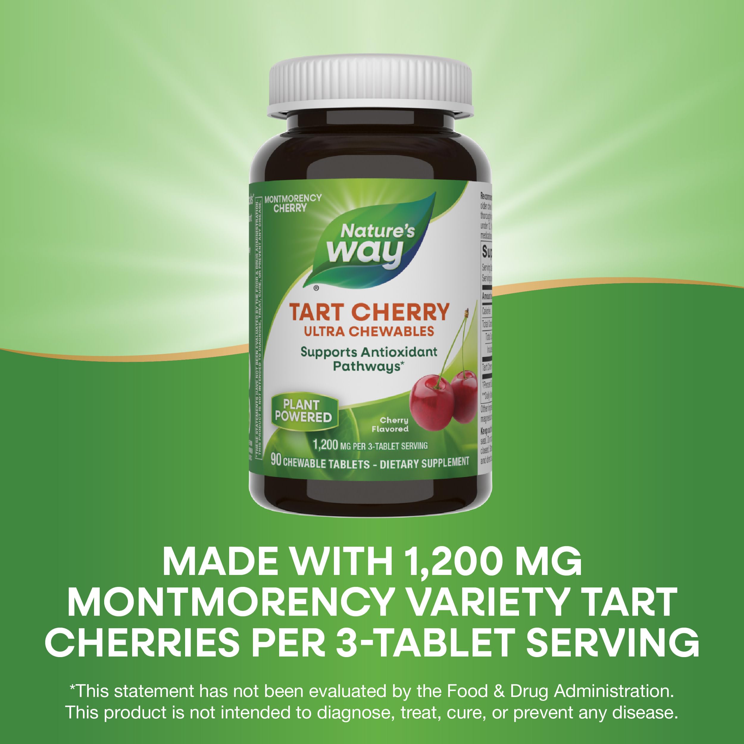 Nature's Way bote abierto con tabletas y muestra cantidad para un mes