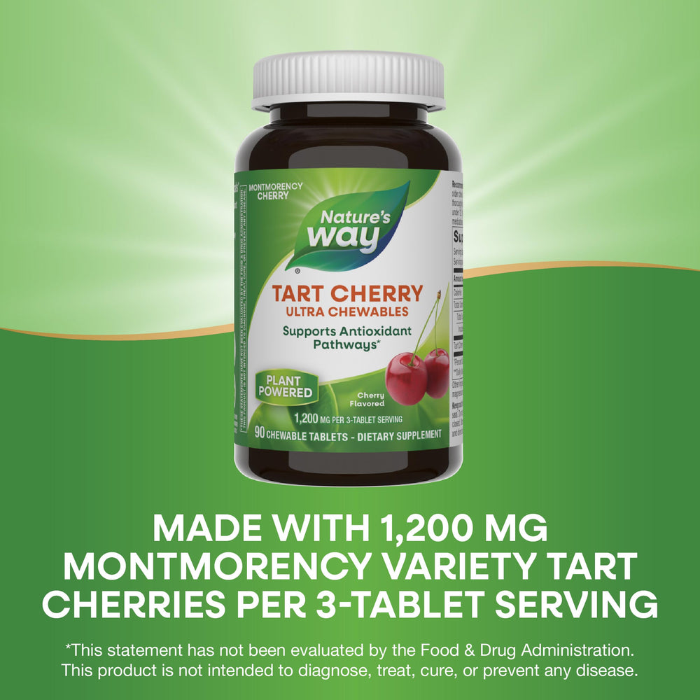 Nature's Way bote abierto con tabletas y muestra cantidad para un mes