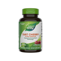 Nature's Way frasco Tart Cherry Ultra frente, aporte antioxidante visible