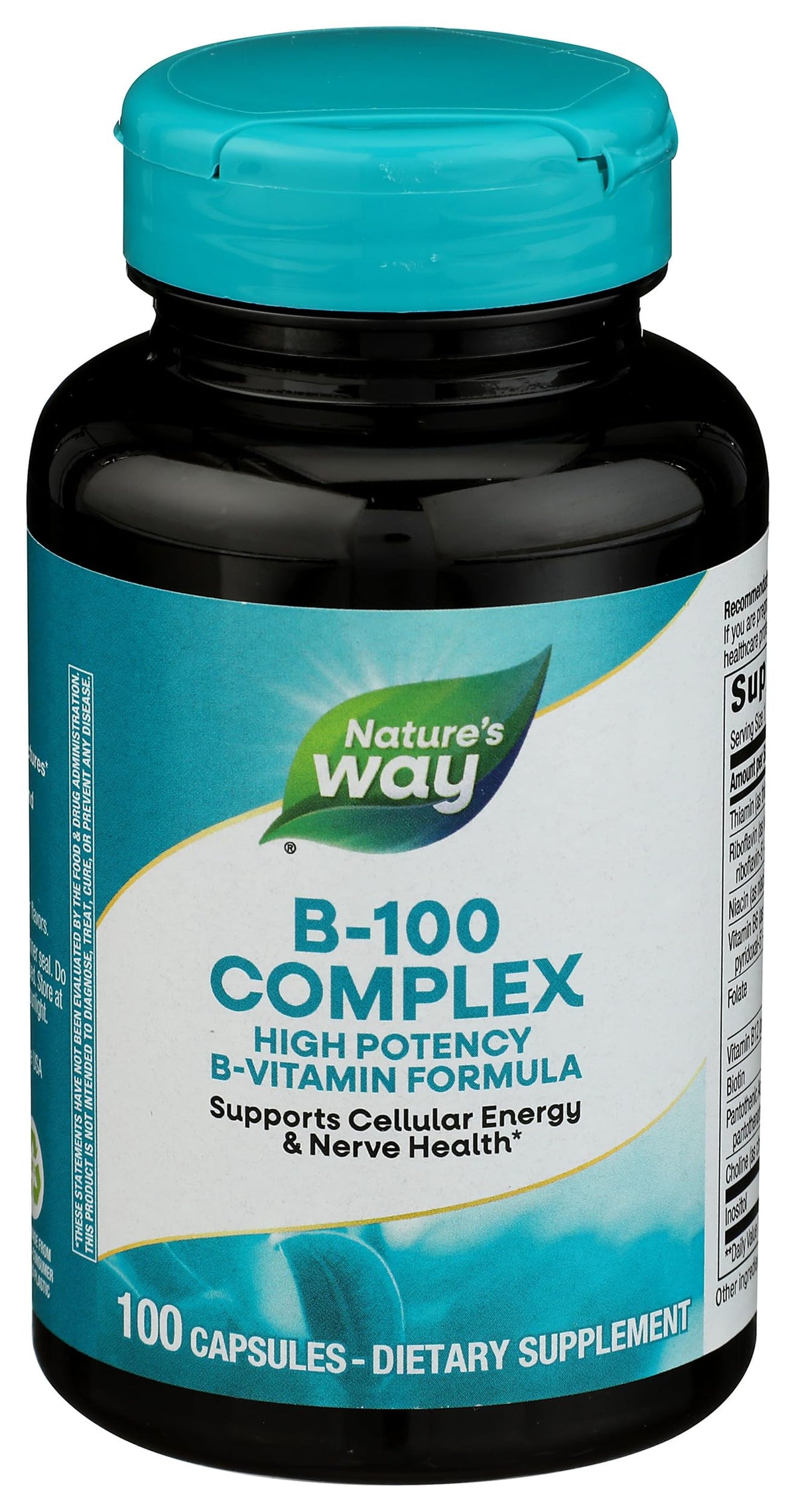 Nature's Way frasco frontal mostrando etiqueta y beneficio energético