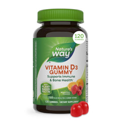 Nature's Way envase frontal de Vitamin D3 gomitas muestra tamaño y marca