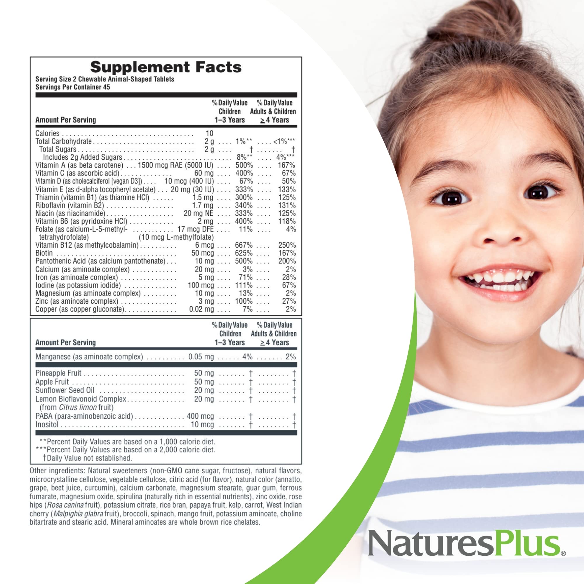 NaturesPlus comparación de tamaño de una tableta junto a una moneda para referencia