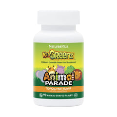 NaturesPlus botella frontal mostrando tabletas masticables y beneficios