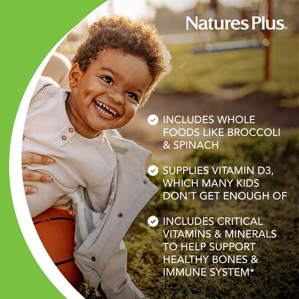 NaturesPlus ingredientes naturales como espirulina y brócoli para nutrición