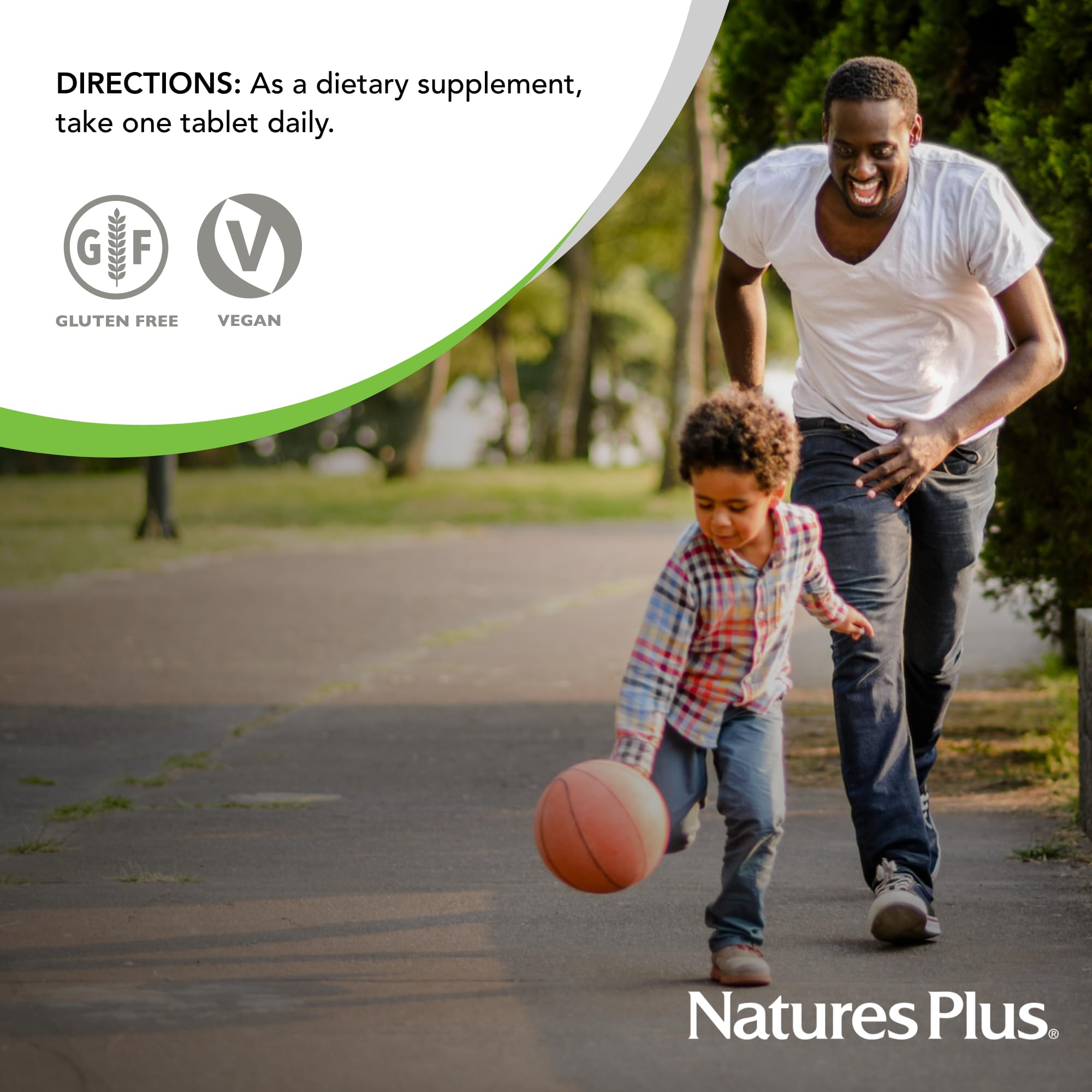 NaturesPlus tabletas junto a un desayuno saludable mostrando uso en rutina diaria