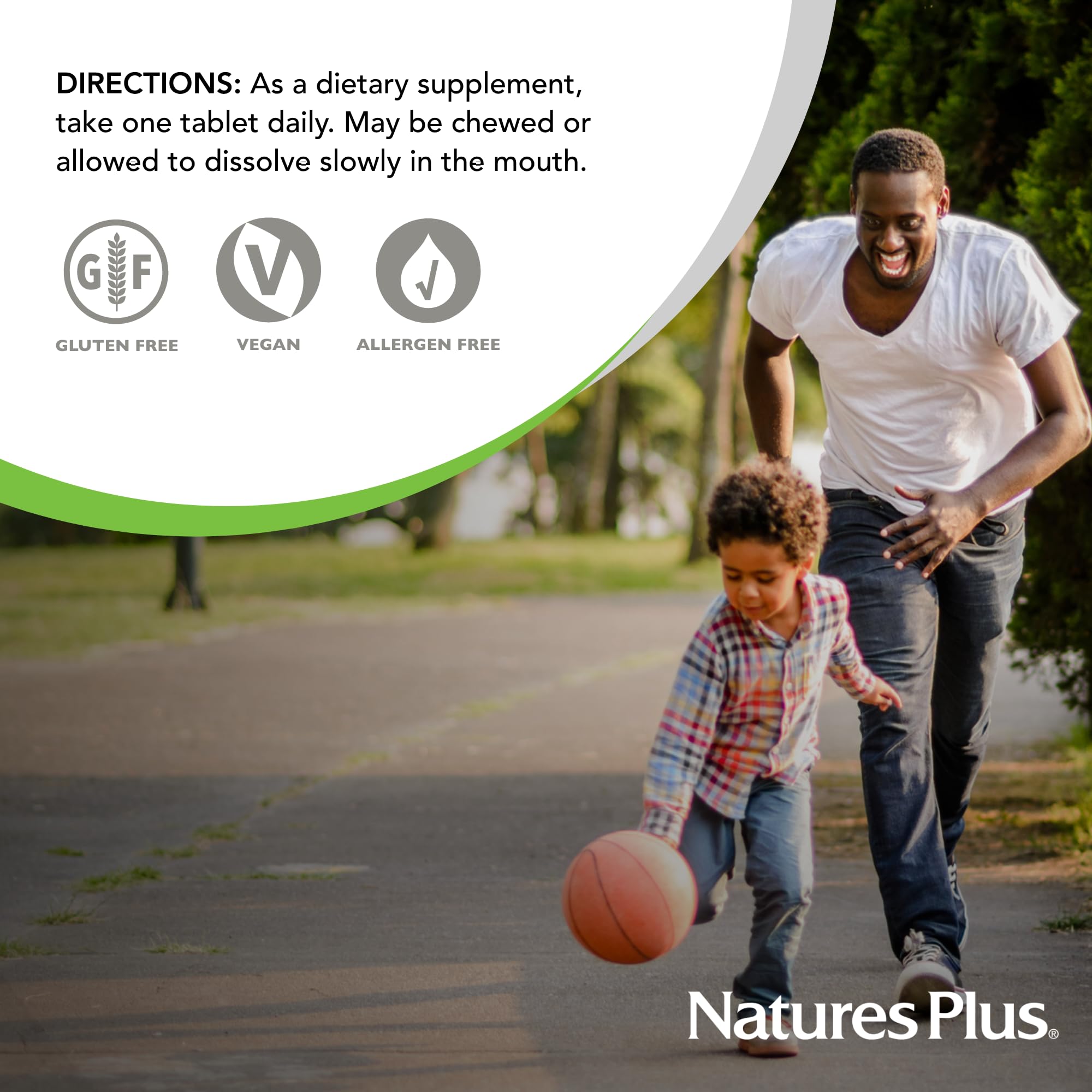 NaturesPlus tableta masticable junto a un desayuno como opción conveniente