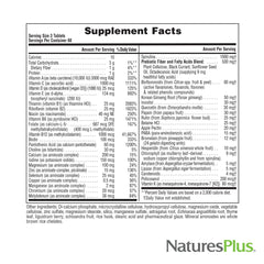 NaturesPlus etiqueta legible con información nutricional y garantía de calidad
