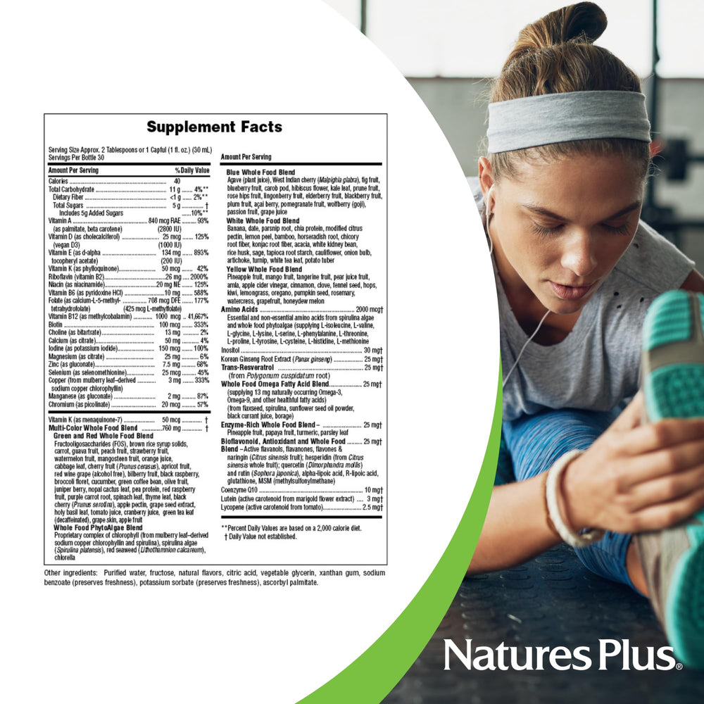NaturesPlus etiqueta con lista de ingredientes para transparencia y confianza