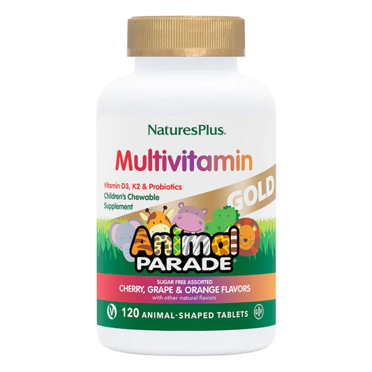 NaturesPlus frente del empaque mostrando 120 tabletas y beneficios