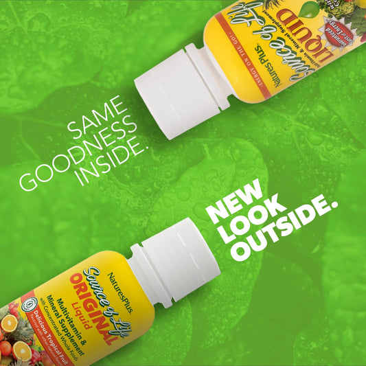 Etiqueta de Source of Life Líquido muestra vitaminas y minerales clave