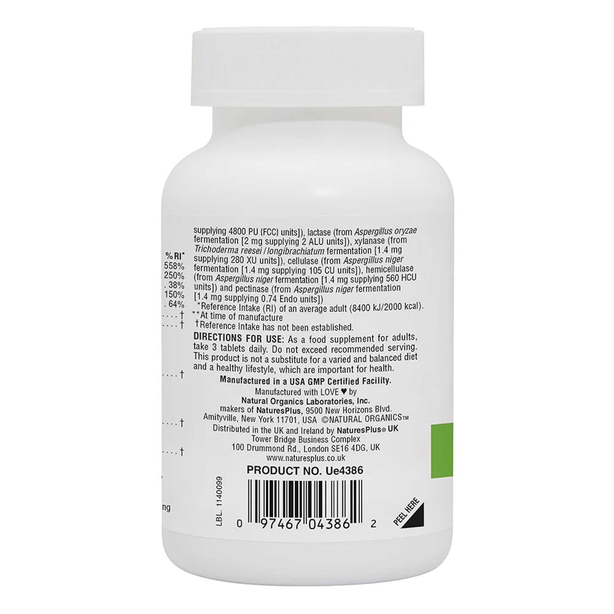 NaturesPlus ingredientes activos presentados claramente para confianza