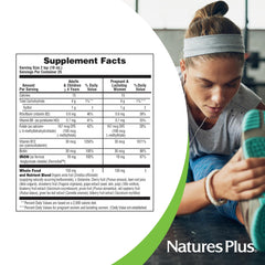 Nature's Plus Hema-Plex comparación de tamaño junto a objetos cotidianos