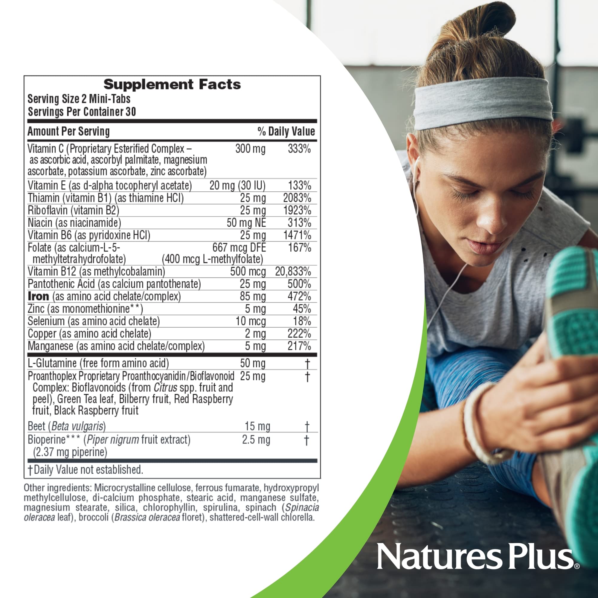 NaturesPlus etiqueta con lista de ingredientes y cofactors claros