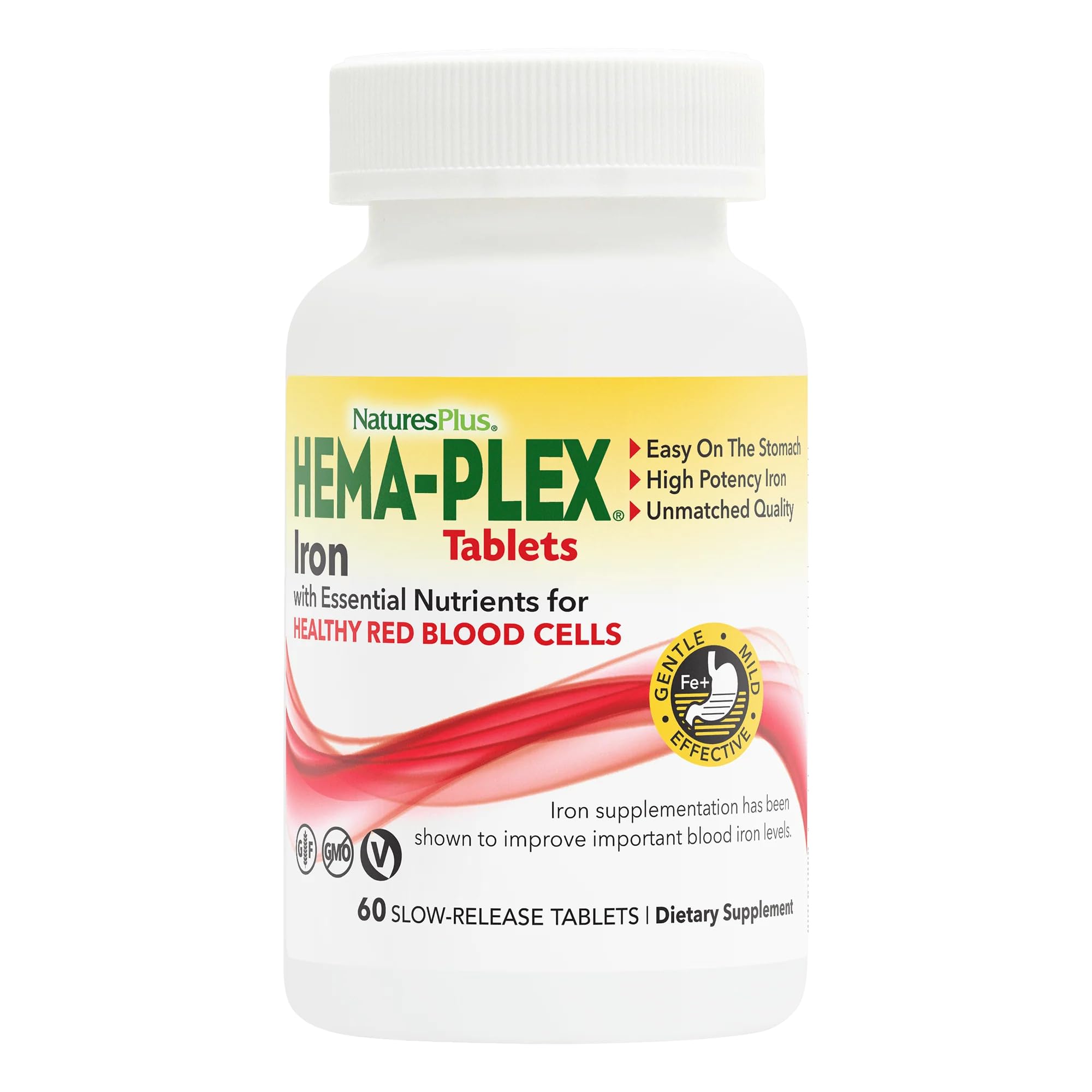 NaturesPlus envase frontal de Hema-Plex mostrando la formulación y beneficios