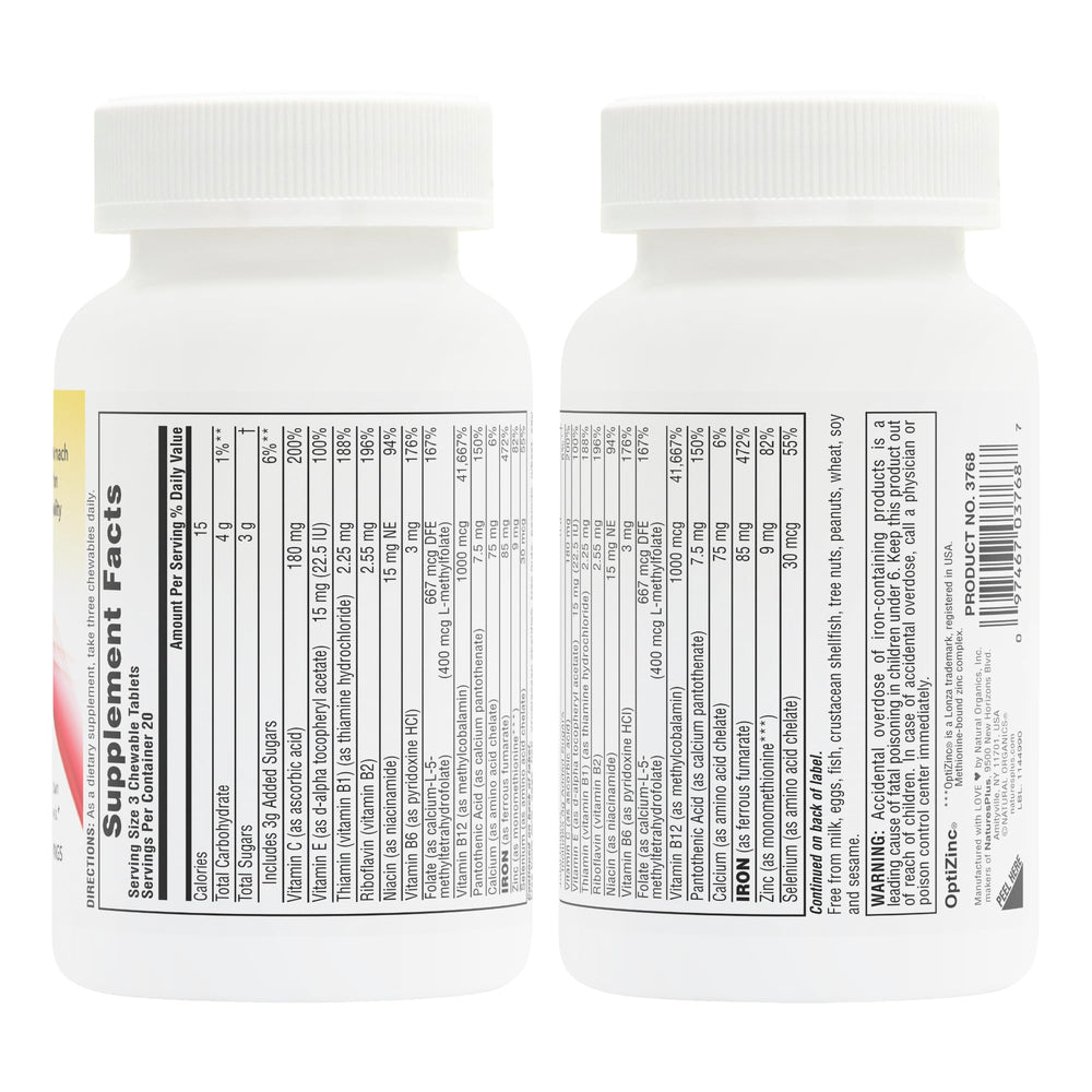 NaturesPlus detalle de tabletas masticables con textura y atractivo visual